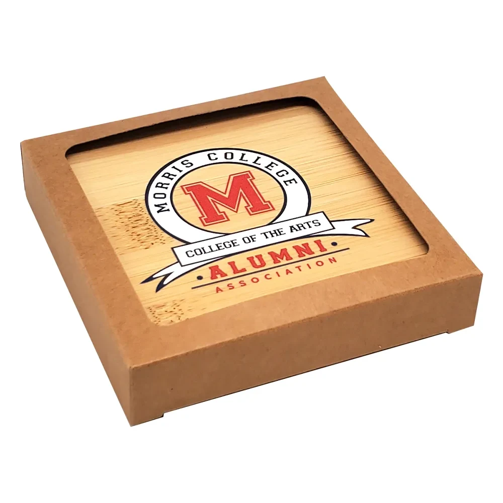 Ultra Vivid Bamboo Wood Coaster Set of 2 1