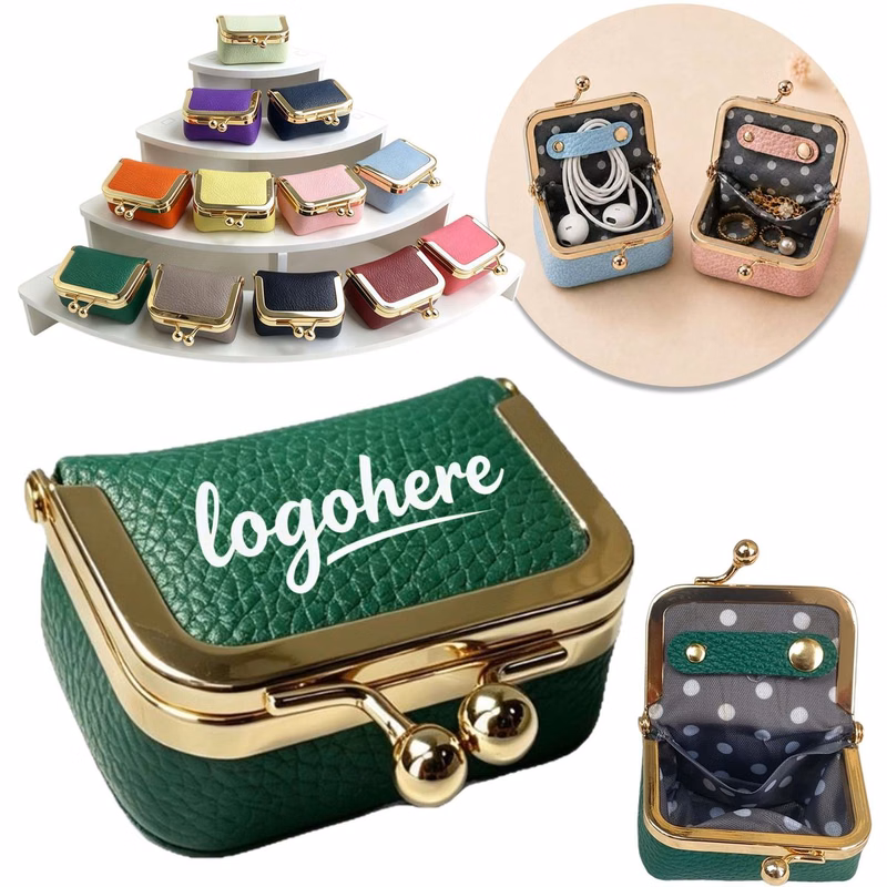 Leather Mini Jewelry Box Kiss Lock