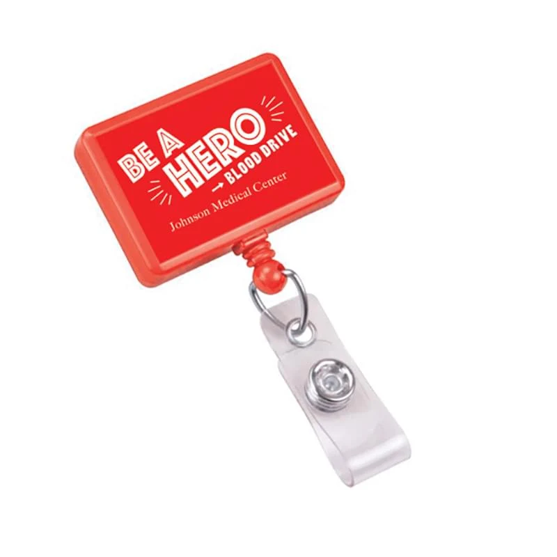 Rectangle Badge Reel W/Clear Vinyl Strap 1
