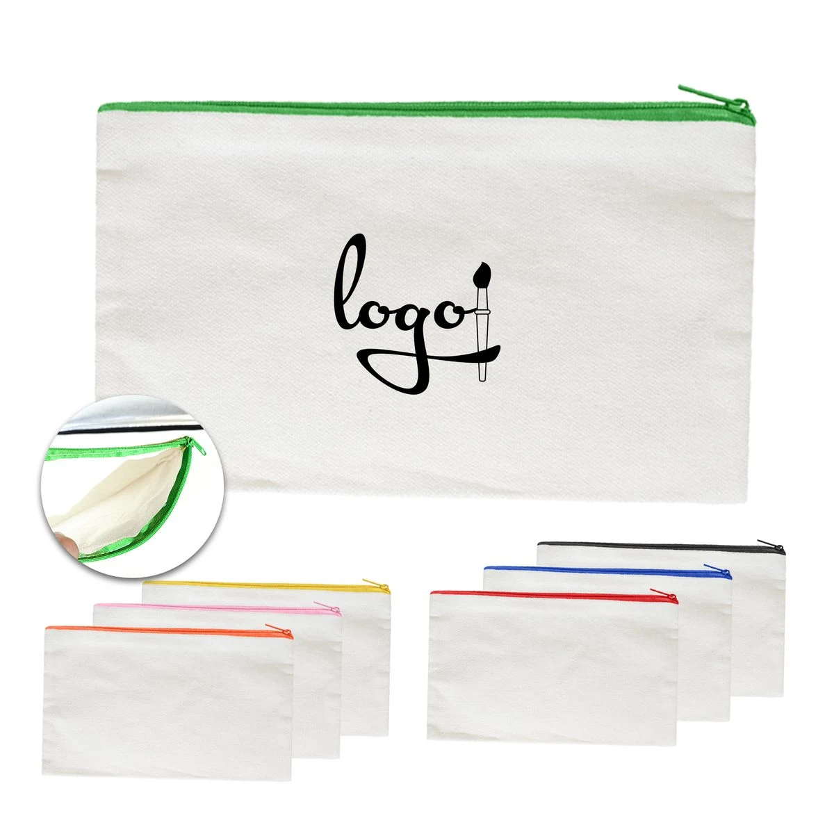 Canvas Bags Zipper Pouch, custom tote bag with logo imprint 1