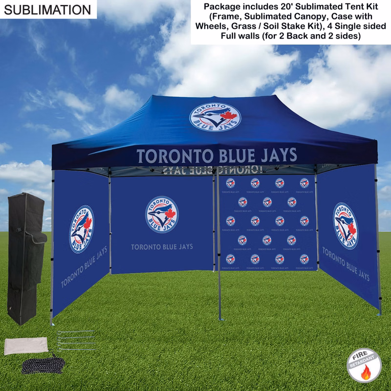 Full Privacy Tent Package 1, 20' Sublimated Tent,4 Single sided Full walls for back and 2 sides
