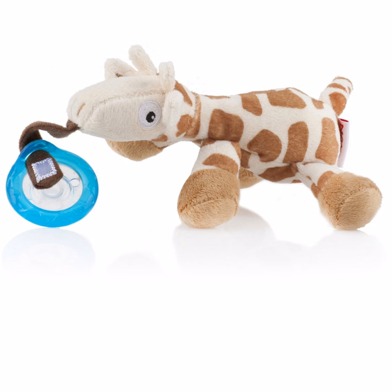 Nuby™ Plush Pacifinder - Giraffe 0-6M Natural Cherry Shape