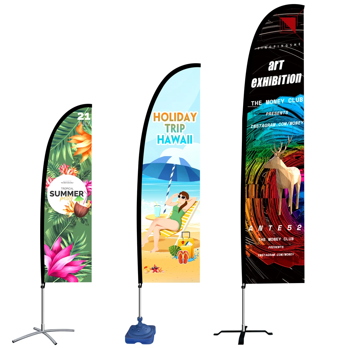 9' Single Side Full Imprint Feather Blade Flag with Cross Base 1