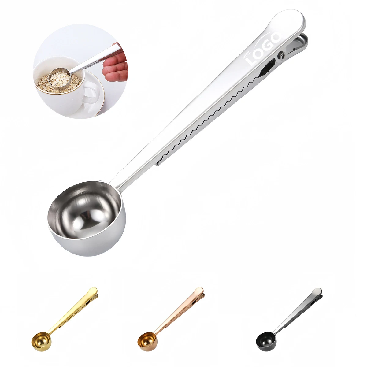 Stainless Steel Coffee Scoop with Clip 1