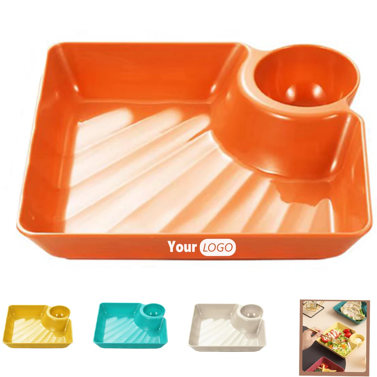 Snack Plate With Single Round Dipping Well 1