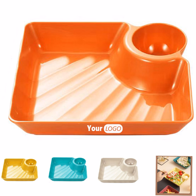Snack Plate With Single Round Dipping Well