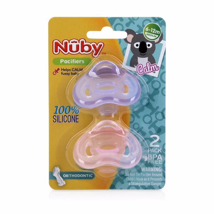 Nuby Natural Shape Pacifiers - 2 Count Assorted Colors