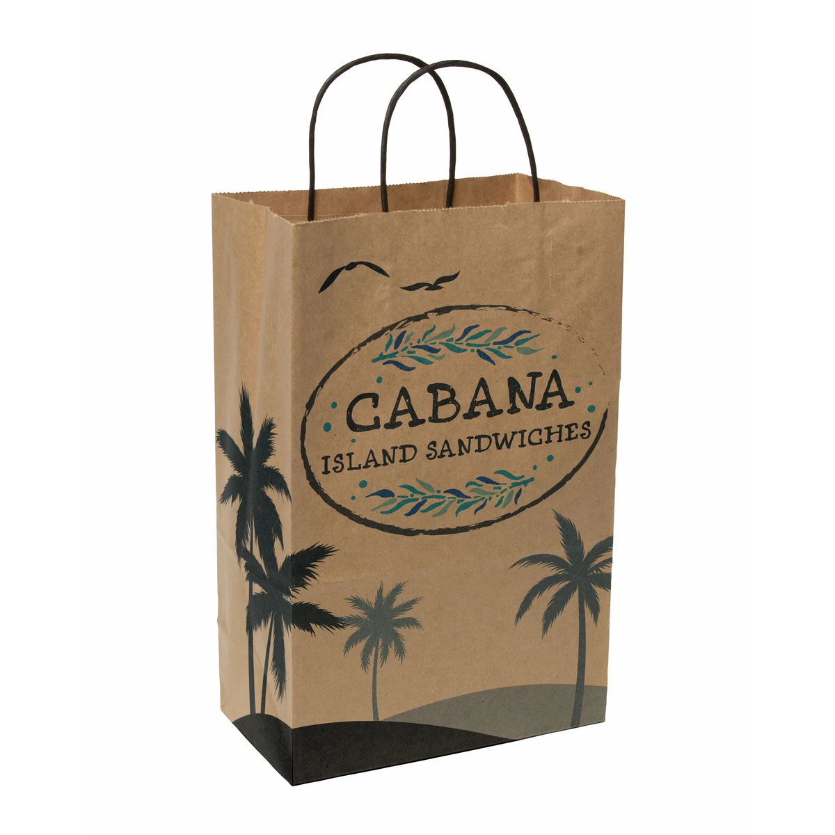 Multi-sided Full Color Natural Shopper Paper Bag - Black Handle (8.5" x 13.375" x 5") 1