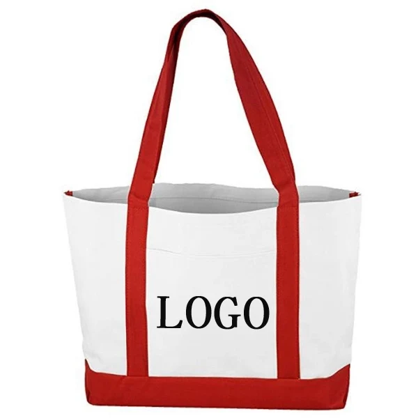 Heavyweight 12 oz. Cotton Canvas Pocket Boat Tote, custom tote bag with logo imprint 1