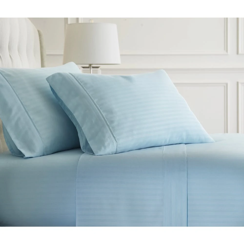 Premium Embossed Sheet Sets - Aqua Stripe Design Twin 3 Piece 1