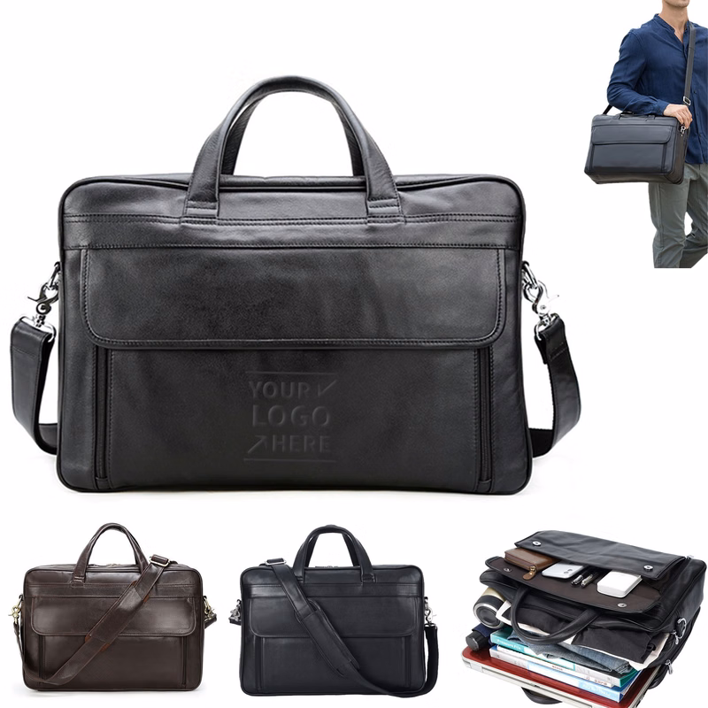Premium Cowhide Business Briefcase Shoulder Bag