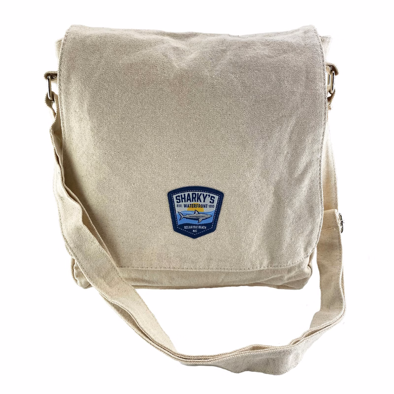 Canvas Messenger Bag w/ Woven Patch