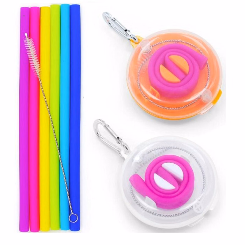 Silicone Straw In Box With Carabiner