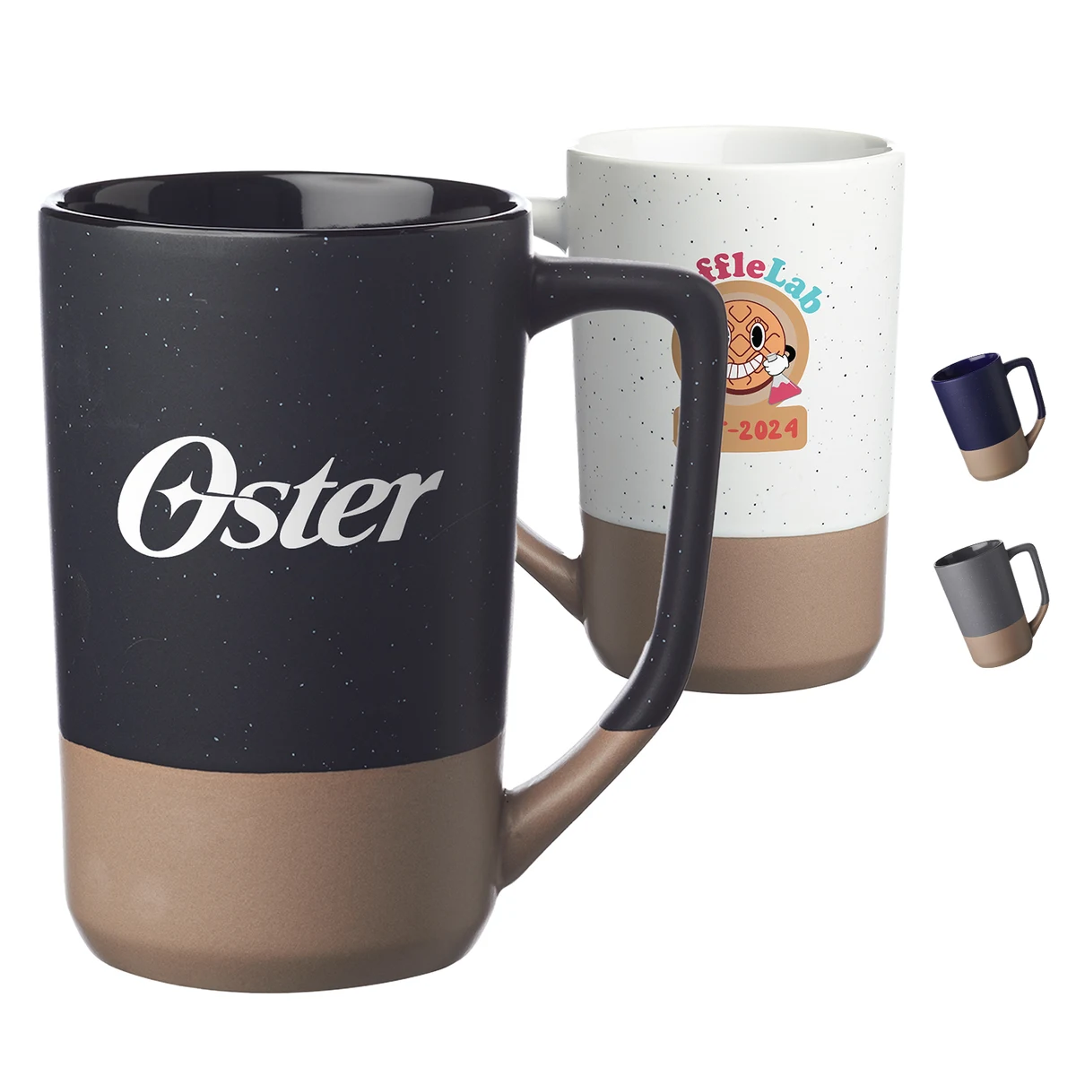 17 oz. Two-Tone Ceramic Mugs with Speckled Glaze 1