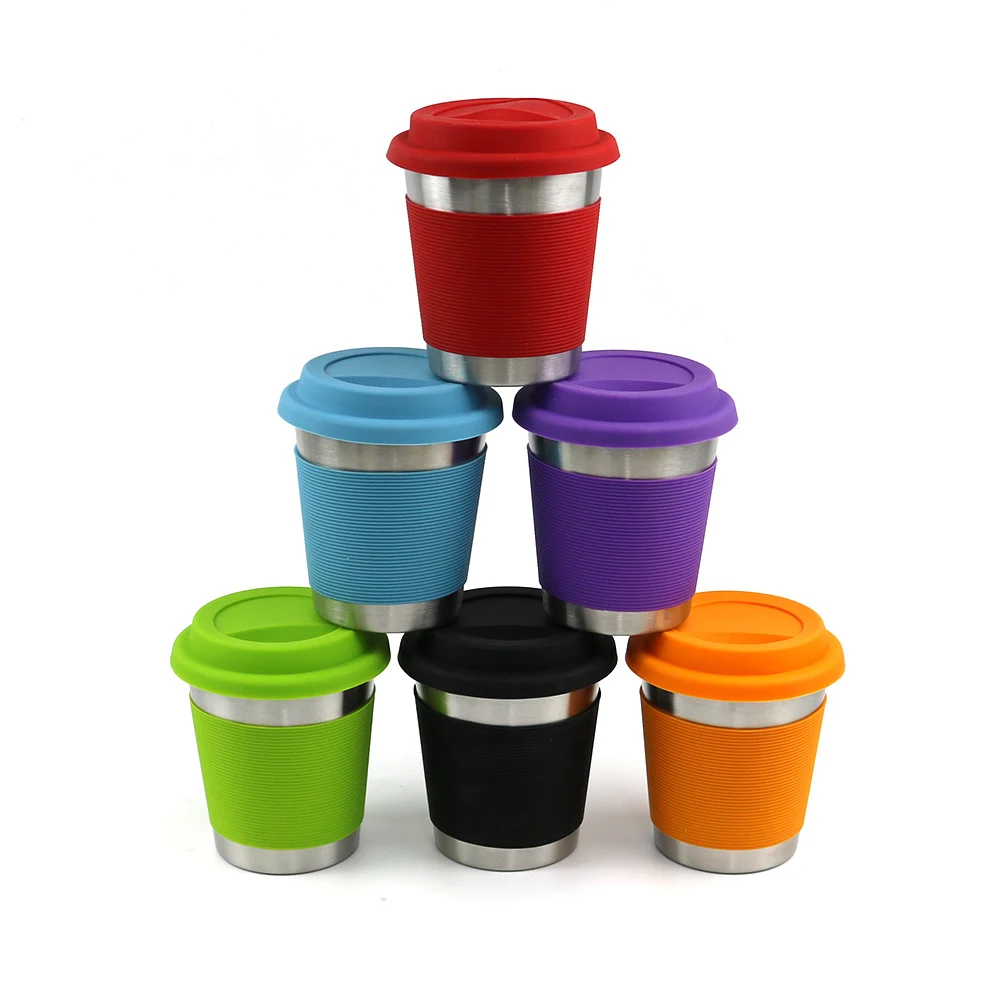 350Ml Travel Stainless Steel Tumblers W/ Silicone Sleeves 1