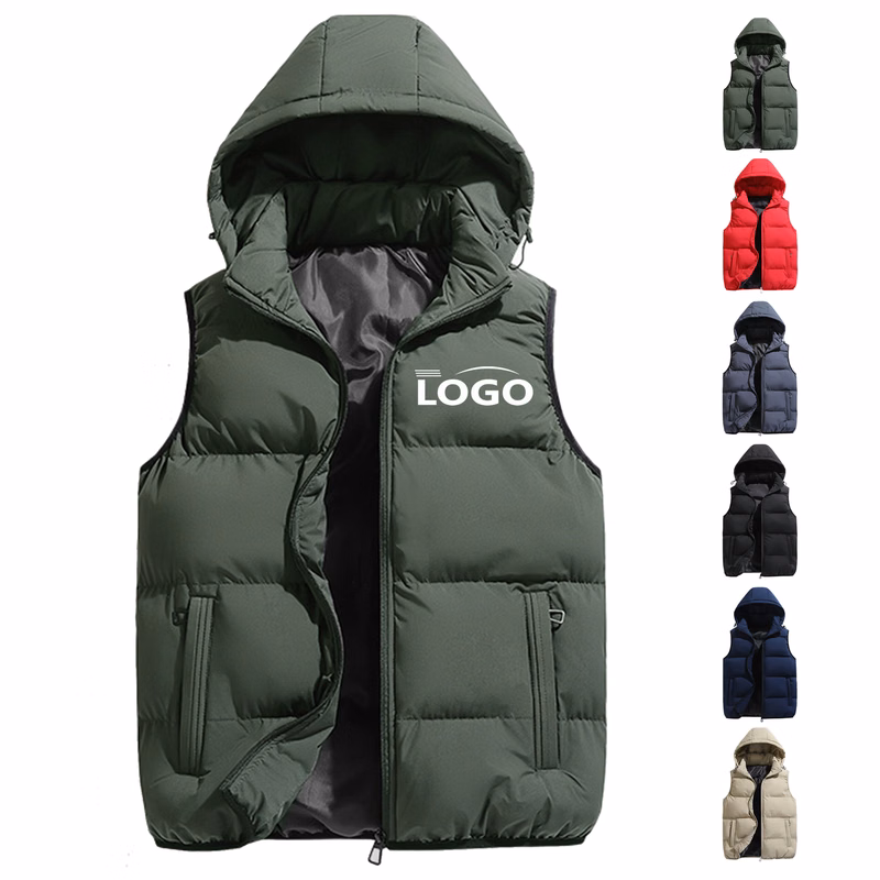 Solid Color Hooded Vest for Men