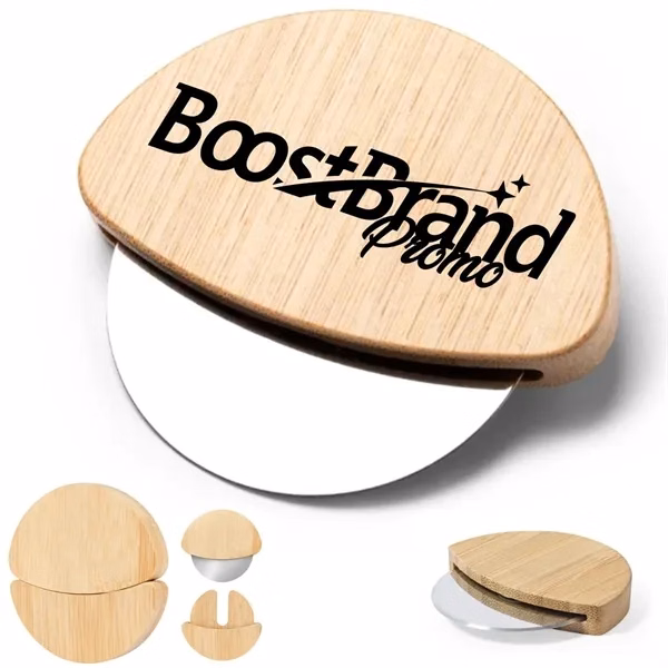 Custom Bamboo Pizza Cutter with Stainless Steel Blade — Culinary Brand Merchandise