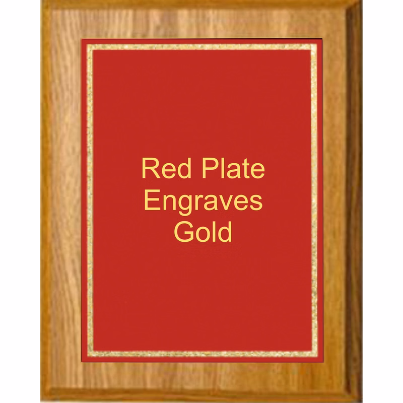 5" x 7" Oak Finish Plaque with a Red Florentine Plate