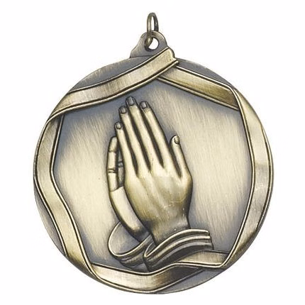 Praying Hands Die Cast Medal, 2 1/4"