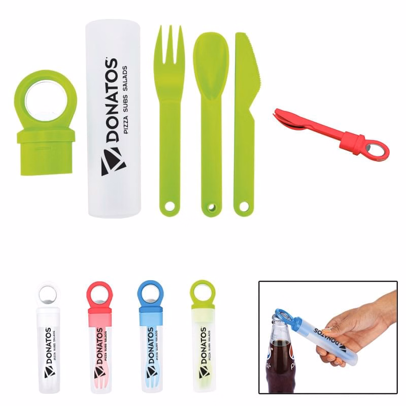 Plastic Utensil Set with Bottle Opener