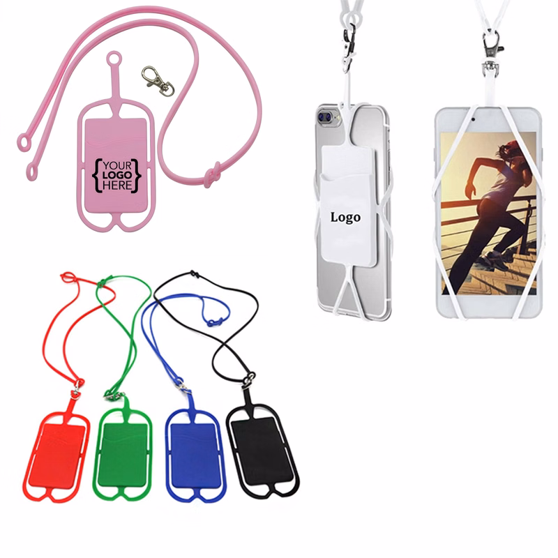 Silicone Lanyard With Phone Holder & Wallet MOQ 100PCS