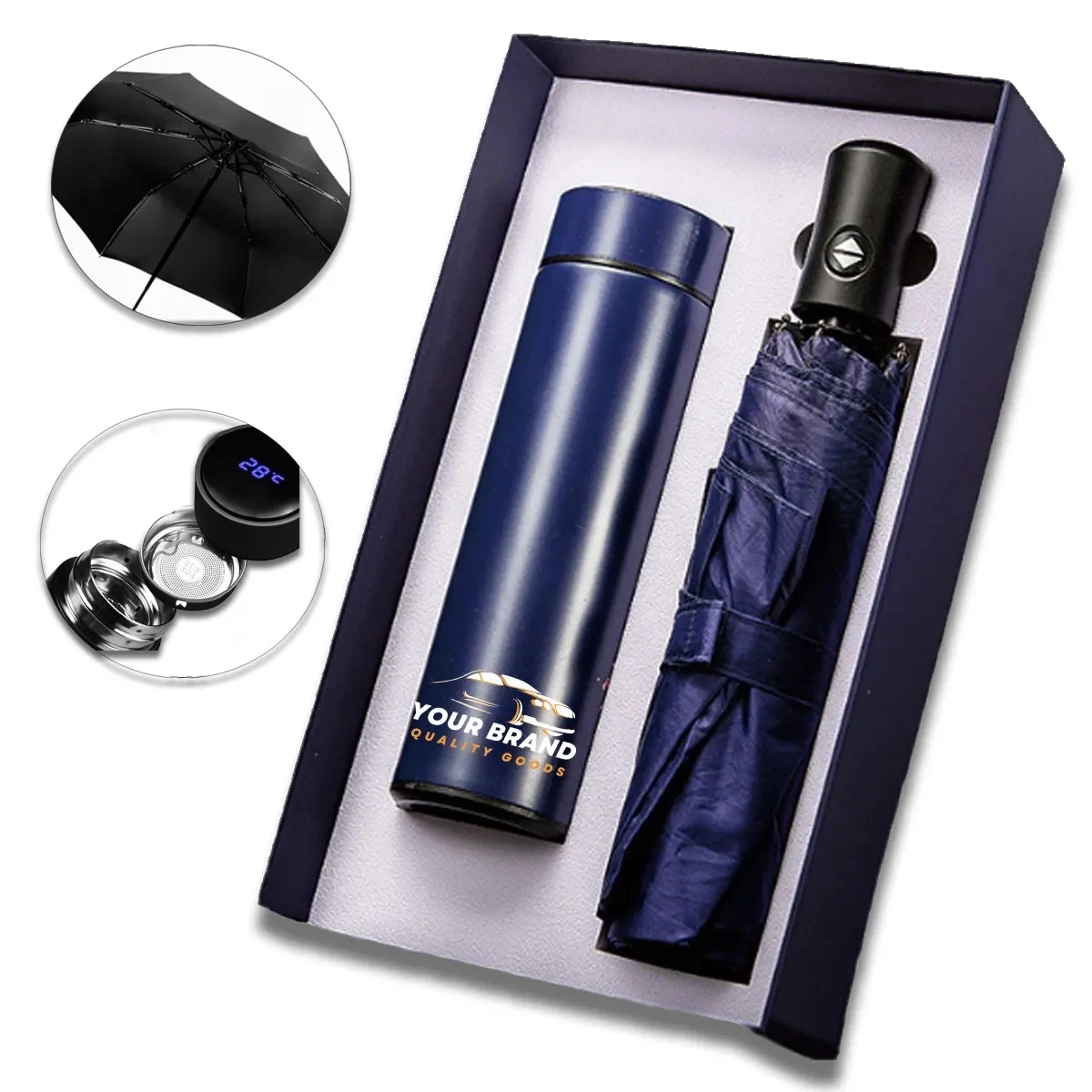 2 In 1 High Quality Umbrella And Thermos Business Gift Set 1