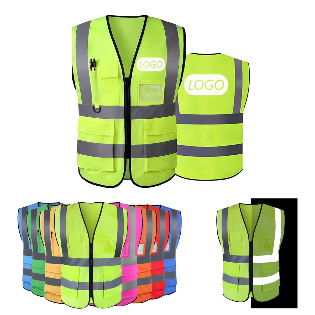 Pocketed Hi-Viz Safety Vest Made with Reflective Material 1