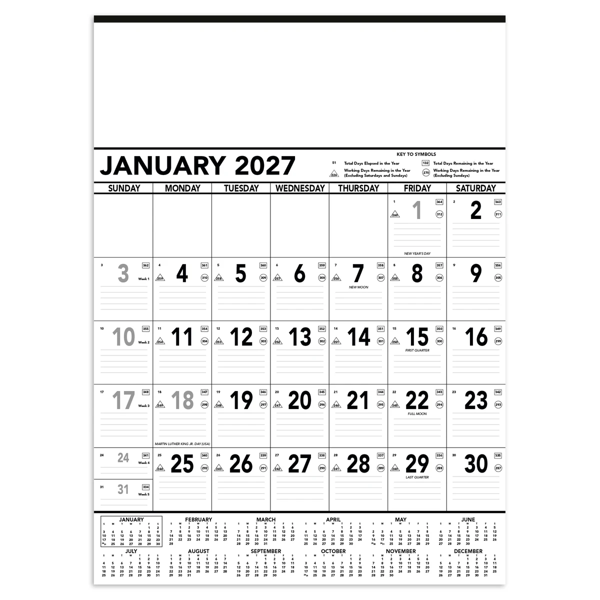 Triumph® Calendars Black & White Contractor Memo Calendar 1