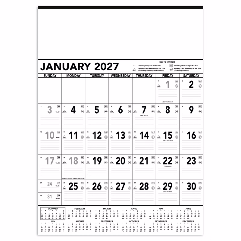 Triumph® Calendars Black & White Contractor Memo Calendar