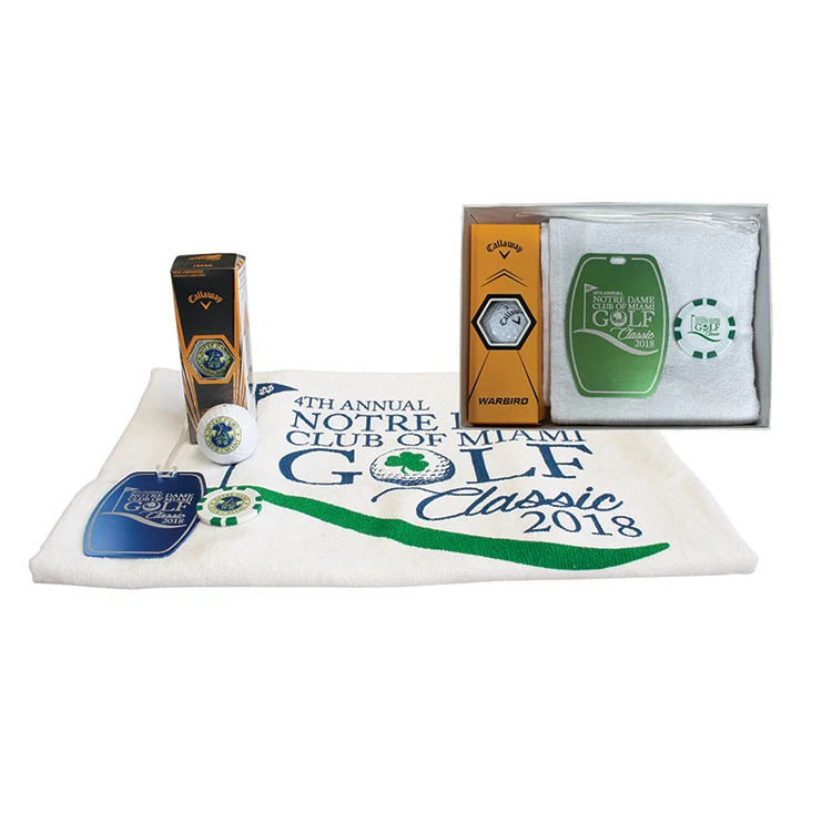 Golf Tournament Towel pack with Laser Engraved Bag Tag 1