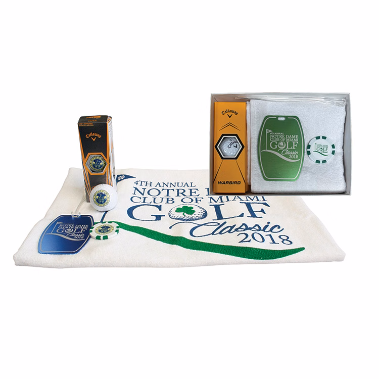 Golf Tournament Towel pack with Laser Engraved Bag Tag