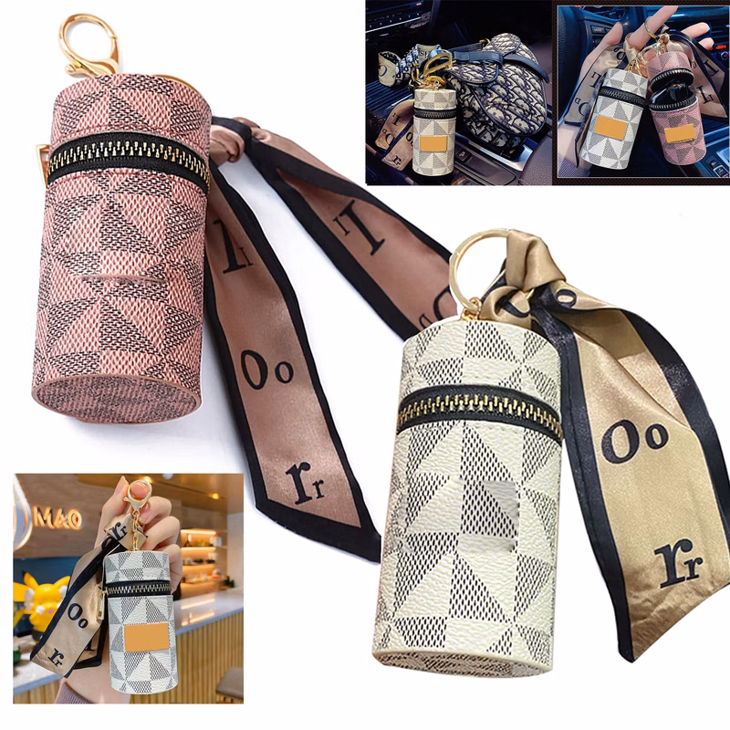 2 Pcs Luxury Leather Lip Gloss Bag