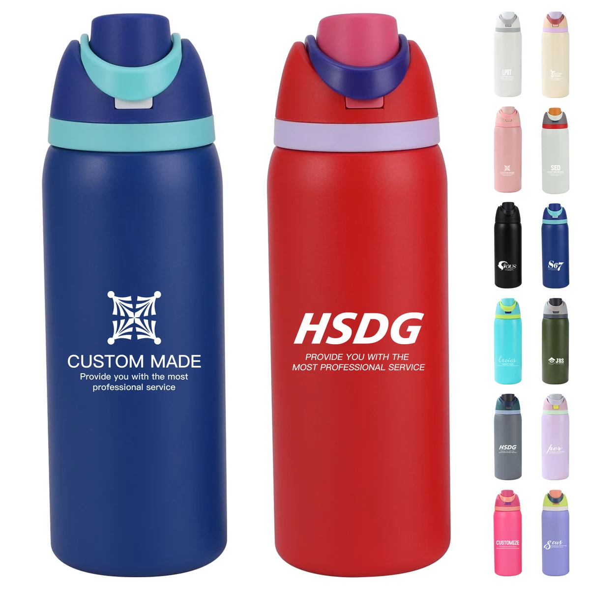 32oz Insulated Stainless Steel Water Bottle With Straw, custom water bottle with logo imprint 1