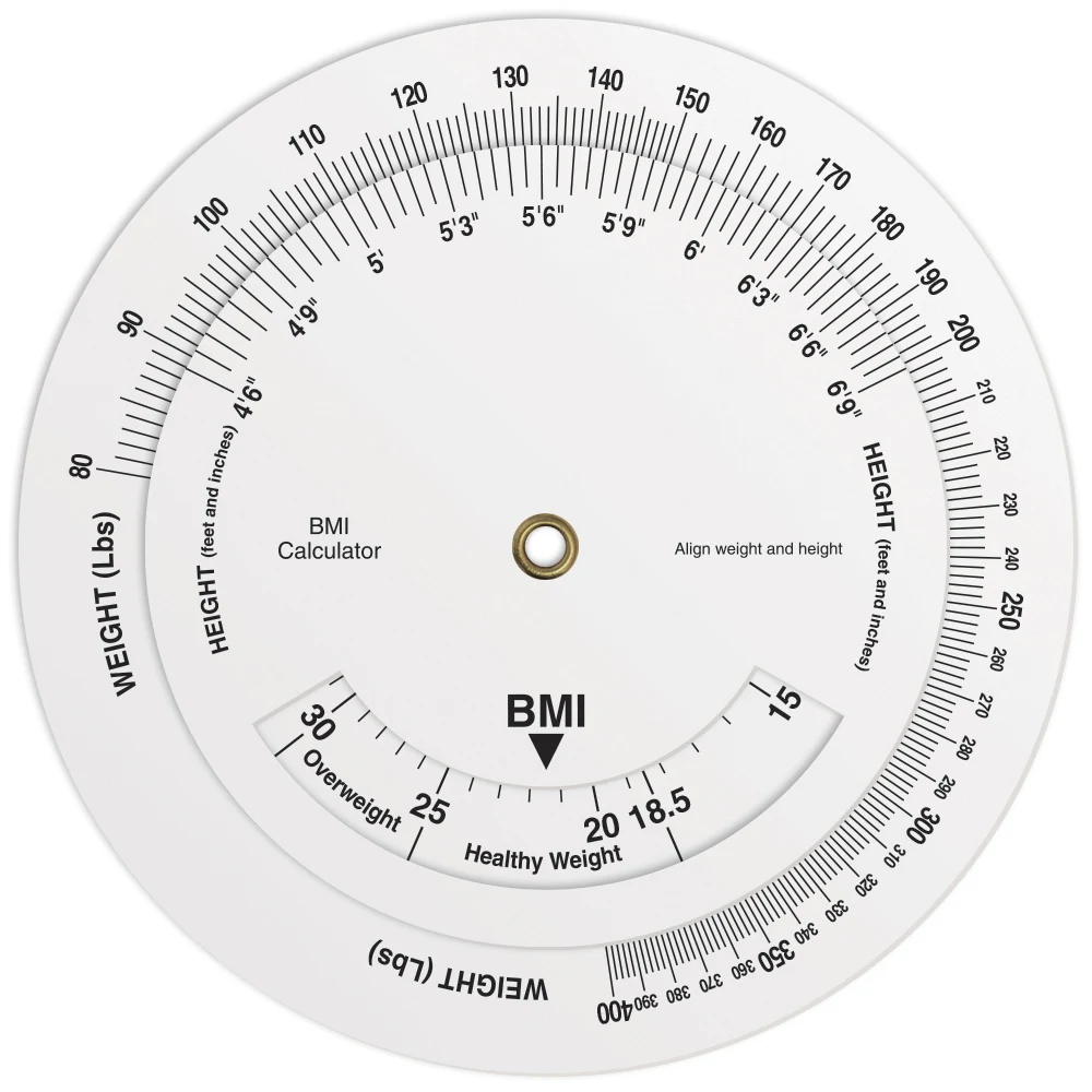 .020 White Plastic Body Mass Index Wheel Calculator (4.25" dia.) 1