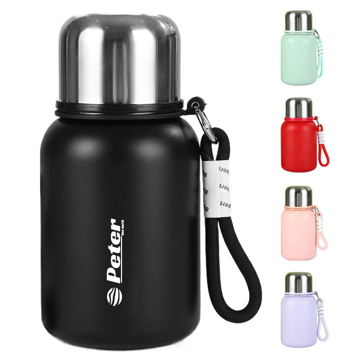 16oz Portable Stainless Steel Insulated Bottle w/ Strap 1