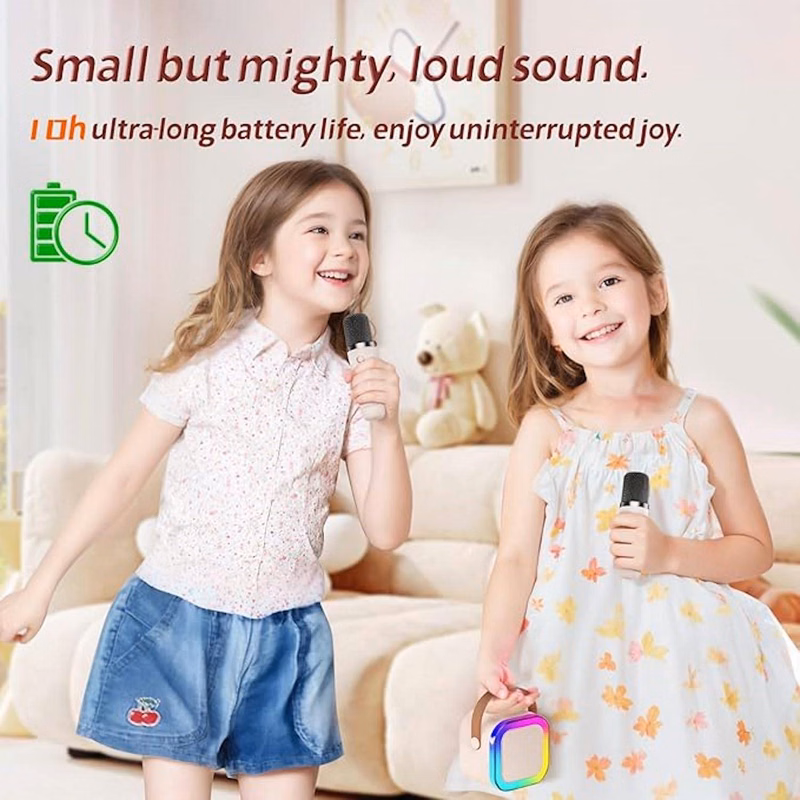 Mini Karaoke Machine For Kids Adults With 2 Microphones