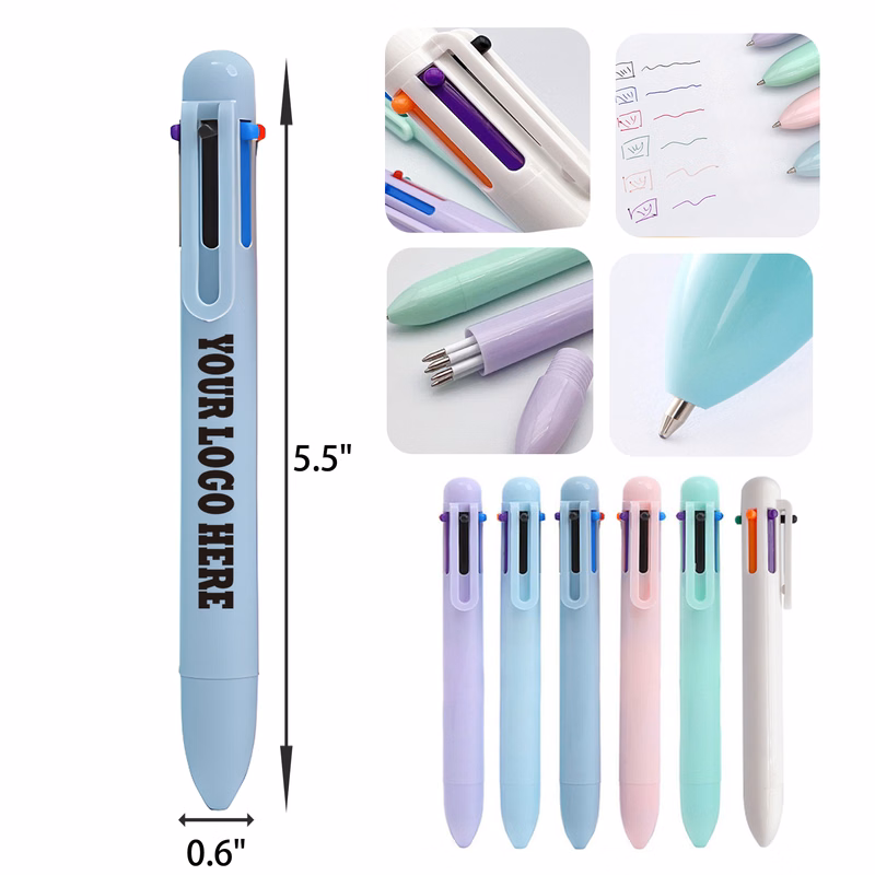 MOQ 50 PCS Retractable 6 Colors Smooth Ballpoint Pen