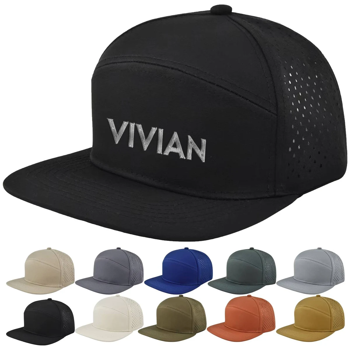 7-Panel Mesh Back Flat Brim Trucker Cap 1