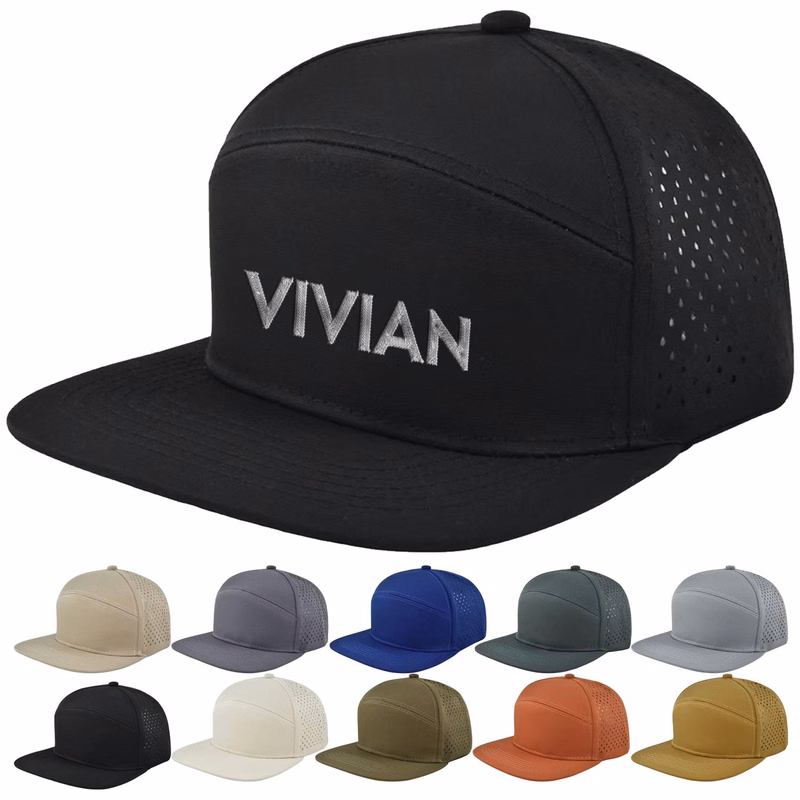 7-Panel Mesh Back Flat Brim Trucker Cap