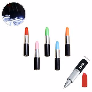 Lipstick Shaped Pen With Flashlight