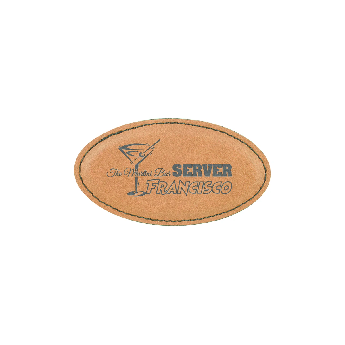 3 1/4" x 1 3/4" Rawhide Leatherette Oval Badge w/ Magnet 1