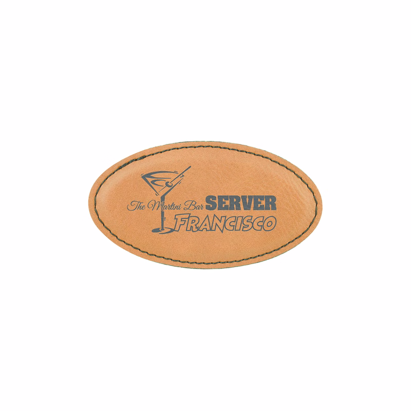 3 1/4" x 1 3/4" Rawhide Leatherette Oval Badge w/ Magnet