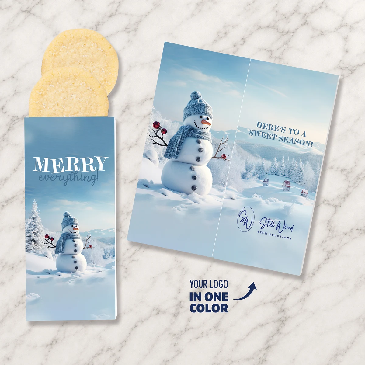 One Color Foil-Stamped Stock Snowman Sweeter Cards with Sugar Cookies 1