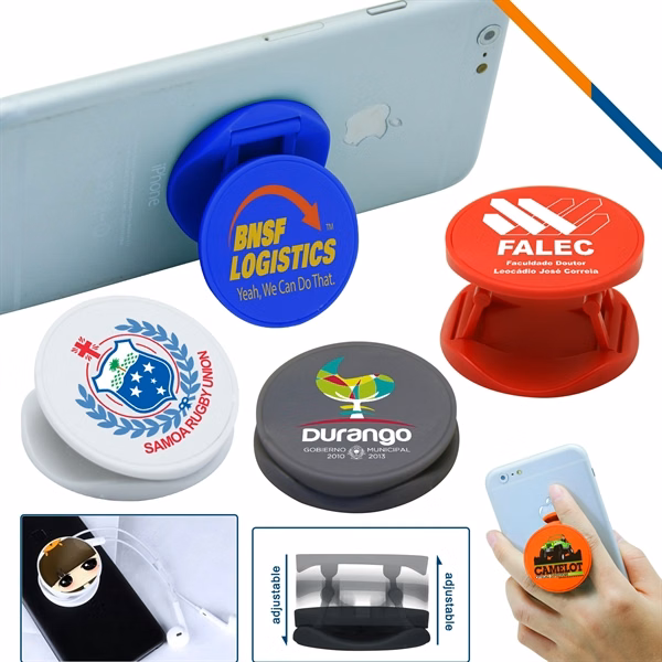 Custom Plastic 2 in 1 Phone Stand & Earbud Organizer Adhesive Back — Home Office