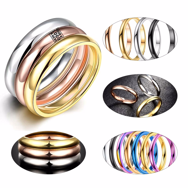 Women's 3mm Stainless Steel Plain Band Stackable Ring