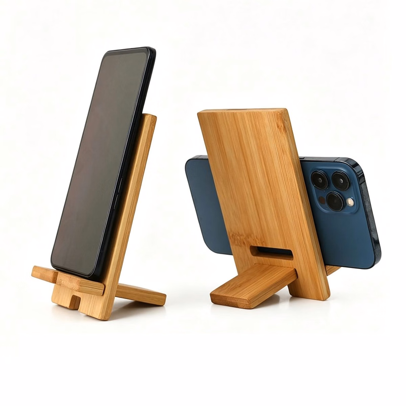 Custom Logo Bamboo Cell Phone Stand