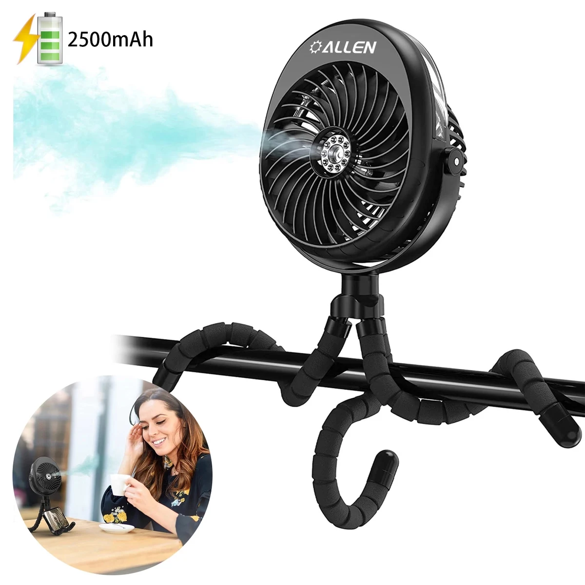 Handheld Misting Fan With Flexible Tripod Clip 1