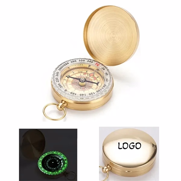Custom Metal Glow-in-Dark Compass With Lanyard — Waterproof Navigation Tool