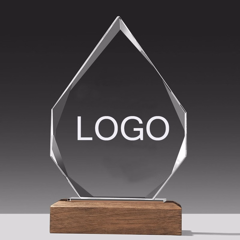 Crystal Peak Trophy with Wooden Base