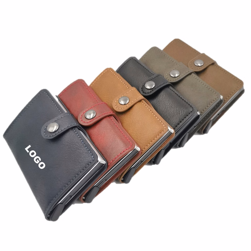 PU Leather Metal Wallet w/RFID Blocking